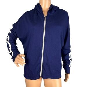 Revolve Michael Lauren Sullivan Hoodie Blue White Sleeve Stripes Size M NWT